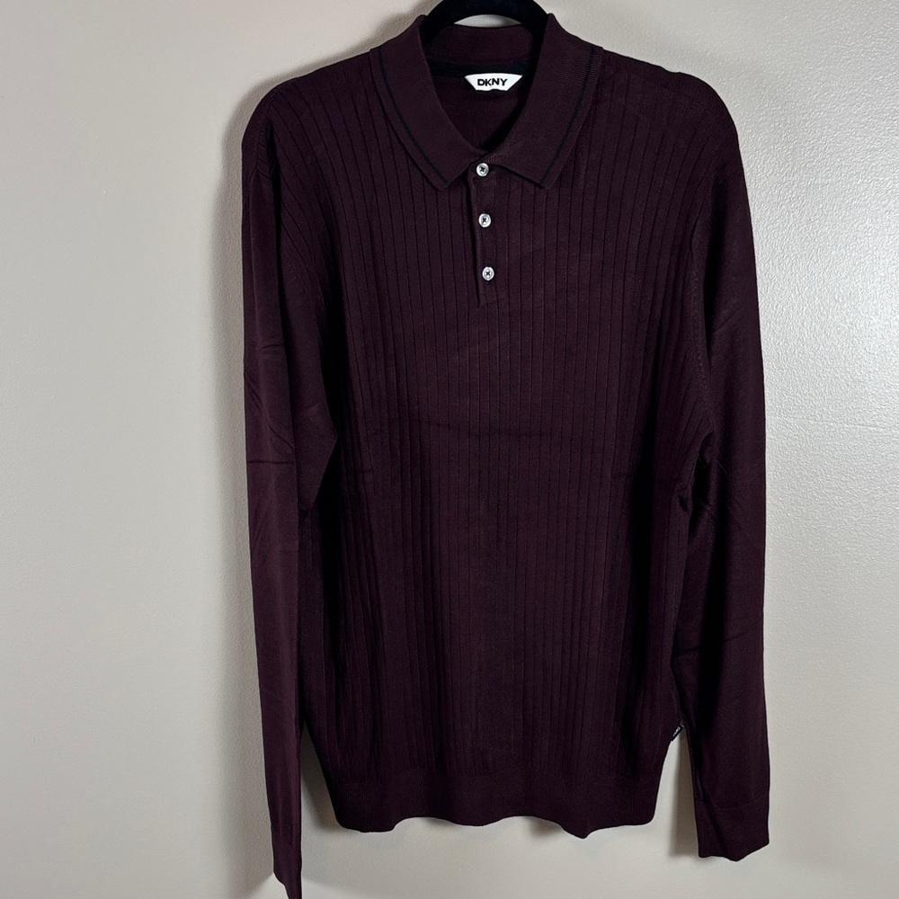 NWT DKNY Men's Deep Burgundy Polo Shirt
